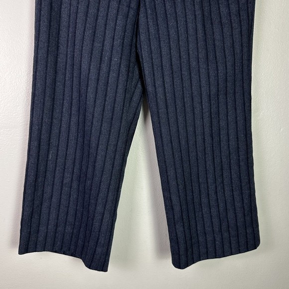 Mark Jacobs Women's Wool Cropped Wide Leg Dress Pants Size 6 Blue Black Striped - Picture 3 of 8